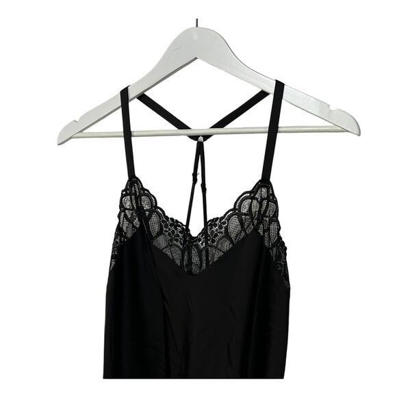 FLORA NIKROOZ WOMENS XSMALL GABBY SATIN LACE CHEMISE NIGHTGOWN BLACK NEW - Picture 6 of 13